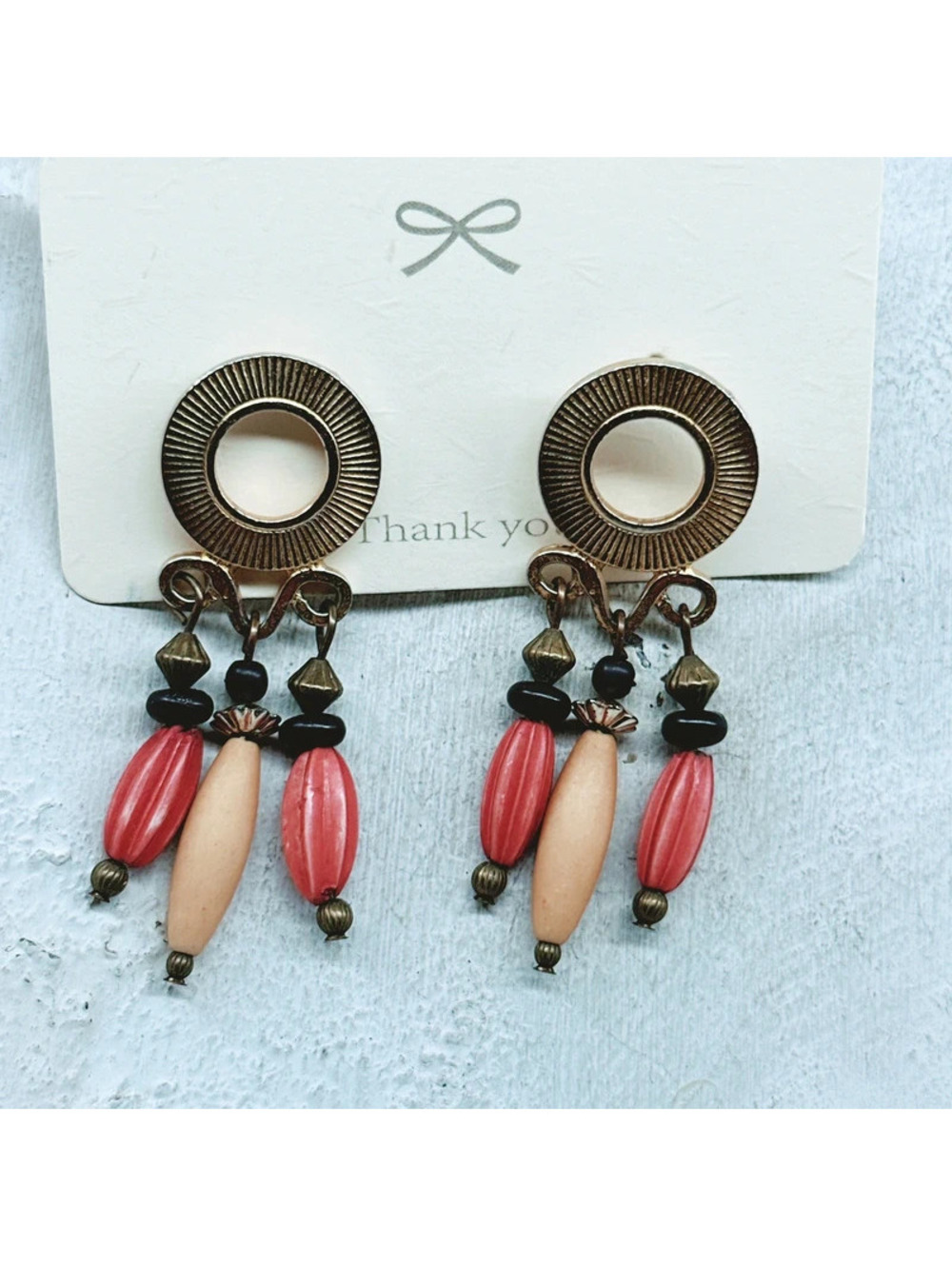 1031mc. Bronze Wood Earrings Boho